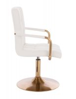 Kosmetická židle VERONA GOLD na zlatém talíři - bílá