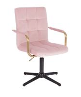 Kosmetická židle VERONA GOLD VELUR na černém kříži - růžová