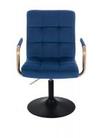 Kosmetická židle VERONA GOLD VELUR na černém talíři - modrá