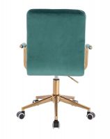 Kosmetická židle VERONA GOLD VELUR na zlaté podstavě s kolečky - zelená