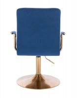 Kosmetická židle VERONA GOLD VELUR na zlatém talíři - modrá