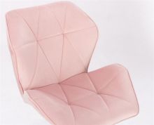 Barová židle MILANO MAX VELUR na stříbrném talíři - světle růžová