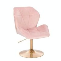 Kosmetická židle MILANO MAX VELUR na zlatém talíři - světle růžová
