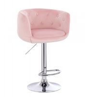 Barová židle MONTANA VELUR na stříbrném talíři - růžová