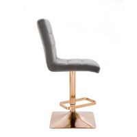 Barová židle TOLEDO VELUR na zlaté hranaté podstavě - světle šedá