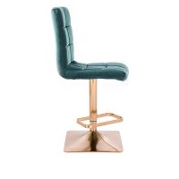 Barová židle TOLEDO VELUR na zlaté hranaté podstavě - zelená