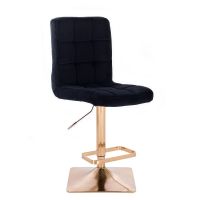 Barová židle TOLEDO VELUR na zlaté hranaté podstavě - černá