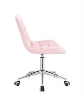 Kosmetická židle PARIS VELUR na stříbrné podstavě s kolečky - světle růžová