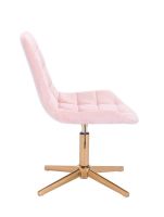 Kosmetická židle PARIS VELUR na zlatém kříži- světle růžová
