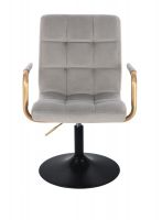 Kosmetická židle VERONA GOLD VELUR na černém talíři - světle šedá