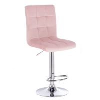 Barová židle TOLEDO VELUR na stříbrném talíři - růžová