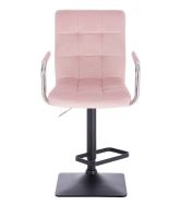 Barová židle VERONA VELUR na černé základně - růžová