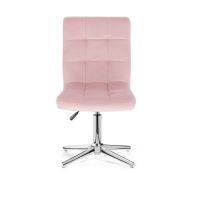 Kosmetická židle TOLEDO VELUR na stříbrném kříži - růžová