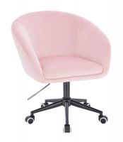 Kosmetická židle VENICE VELUR na černé podstavě s kolečky - růžová
