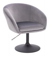 Kosmetická židle VENICE VELUR na černém talíři - světle šedá