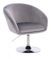Kosmetická židle VENICE VELUR na stříbrném talíři - světle šedá