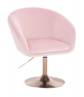 Kosmetická židle VENICE VELUR na zlatém talíři - růžová