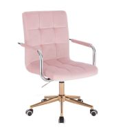 Kosmetická židle VERONA VELUR na zlatém talíři - růžová LuxuryForm