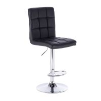 Barová židle TOLEDO na stříbrné kulaté podstavě - černá