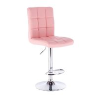 Barová židle TOLEDO na stříbrné kulaté podstavě - růžová