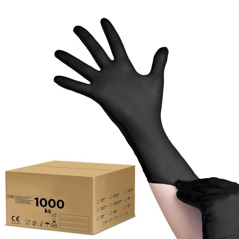 Jednorázové nitrilové rukavice černé - velikost M - karton 10ks