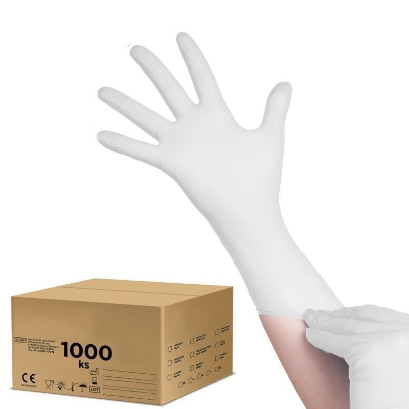 Jednorázové nitrilové rukavice bílé S - karton 10ks