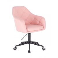 Kosmetická židle ROMA na černé podstavě s kolečky - růžová